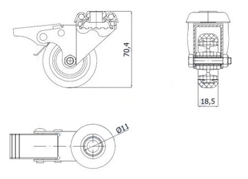 МЕБЕЛЬНОЕ КОЛЕСО fi 50 РУЛЕВОЙ ТОРМОЗ ЦЕНТРАЛЬНОЕ ОТВЕРСТИЕ