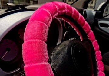 Чехол на руль с мехом Teddy Bear Fur Pink 37-39 см.