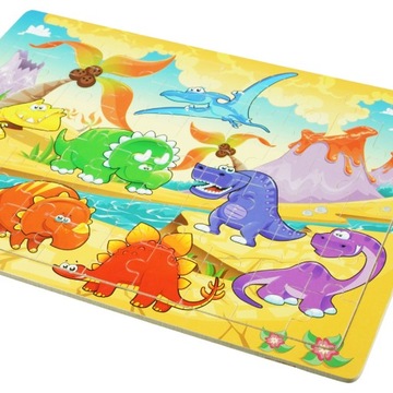 ДЕРЕВЯННАЯ КРАСОЧНАЯ ЗАГАДКА С ДИНОЗАВРАМИ