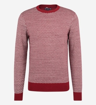 TOMMY HILFIGER BORDOWY SWETER GEOMETRYCZNY WZÓR (M)