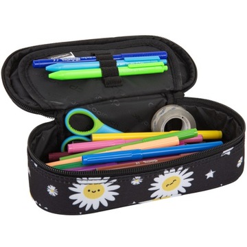 PIÓRNIK SASZETKA TUBA CZARNA USZTYWNIONA W KWIATY KWIATKI DLA DZIEWCZYNKI