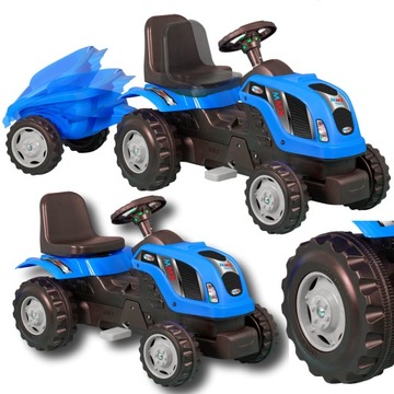 DUŻY TRAKTOR JEŹDZIK NA PEDAŁY Z PRZYCZEPĄ regulacja skrętne koła STABILNY