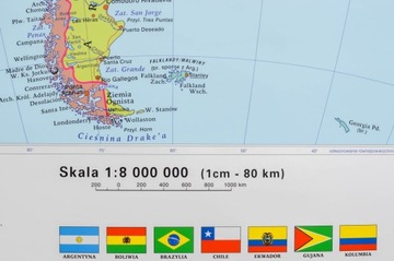 ПОЛИТИЧЕСКАЯ НАСТЕННАЯ КАРТА/КОНТУР ЮЖНОЙ АМЕРИКИ