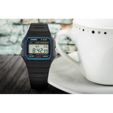 CASIO VINTAGE DIGITAL 33mm F-91W-1YEG+ Grawer Gratis