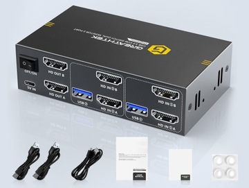 KVM Greathte GHT-S7232H2 HDMI USB3.0 Переключатель, 2xpc 2xmonitor, 4K при 60 Гц