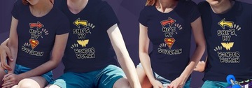 KOSZULKI KOSZULKA T-SHIRT DLA PAR MY SUPERMAN MY WONDER WOMAN JAKOŚĆ