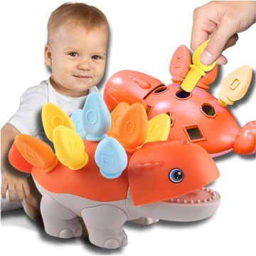 PUZZLE UKŁADANKA DOPASUJ KSZTAŁTY MONTESSORI KSZTAŁTY DINOZAUR SORTER