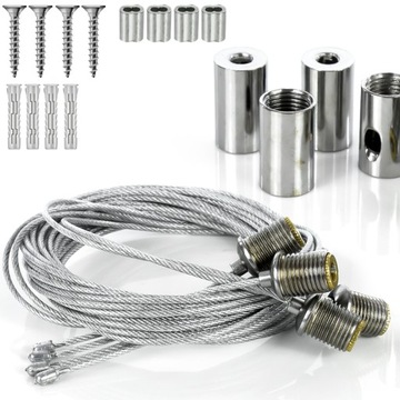 4x LINKI MONTAŻOWE STALOWE ZAWIESIE DO ZAWIESZANIA LAMP LED PANELI 150cm