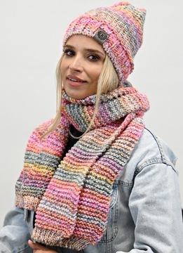 Хороший плотный женский комплект на зиму, шапка, шарф Wz1