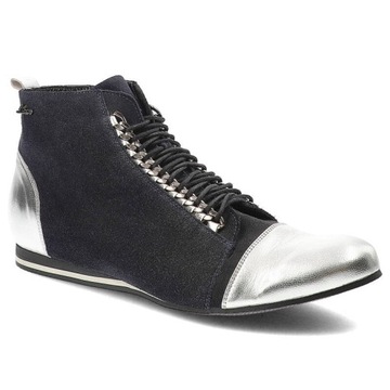 Granatowe Botki Libero Eleganckie Buty Damskie