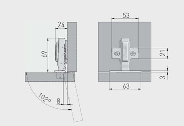 GTV МЕБЕЛЬНАЯ ПЕТЛЯ, ПРЯМОЕ ПРИМЕНЕНИЕ, БЕСШУМНОЕ ЗАКРЫТИЕ, ЗАКРЫТОЕ ZM-ECHC09BEO 10 ШТ.