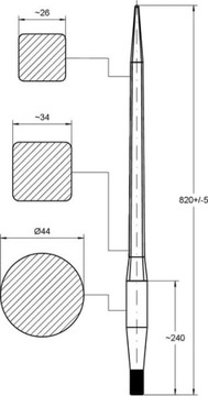 Погрузочная стойка, прямая, квадратный профиль 44x820 мм