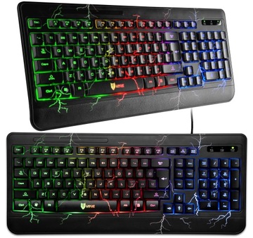 KLAWIATURA PODŚWIETLANA DLA GRACZY GAMINGOWA RGB