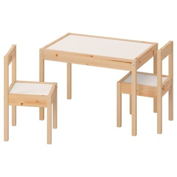IKEA LATT Stolik dziecięcy i 2 krzesła biały sosna