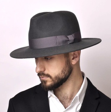 Kapelusz męski fedora HARRISON podszewka 59 popiel