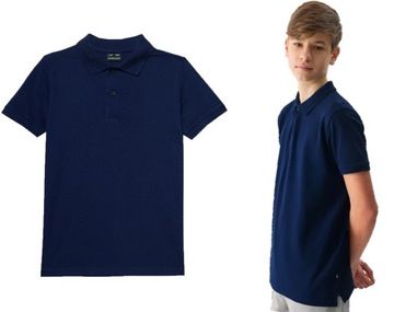 Koszulka POLO z bawełny 4F M124 t-shirt z kołnierzykiem granat 134.