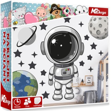 DUŻA Naklejka na ścianę ASTRONAUTA Planety 57x73