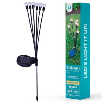 Lampa LED solarna lampka świecące kulki 6 diod wysoka 72 cm białe światło