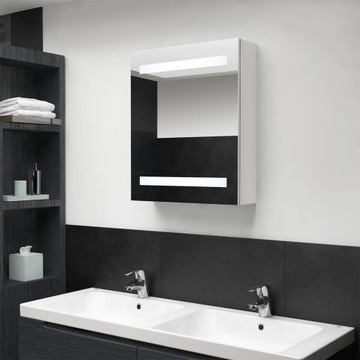 vidaXL Szafka łazienkowa z lustrem i LED, lśniąca biel, 50x14x60 cm