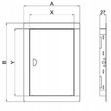 DRZWICZKI REWIZYJNE METALOWE CZARNE Z UCHWYTEM 15x20 ZATRZASK