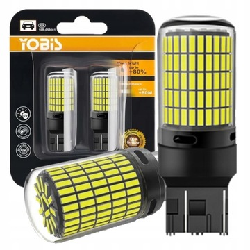 ŻARÓWKI LED W21/5W T20 7443 CANBUS BIAŁE MOCNE 2500LM 150SMD DRL POSTOJOWE