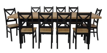 Zestaw stół rozkładany 100x200/300 + krzesła x 10 krzyżak, salon, jadalnia