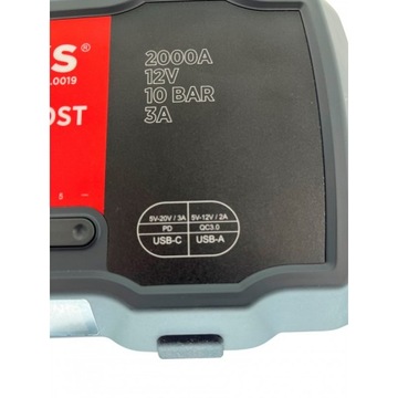 ROKS SUPER STARTING BOOSTER с компрессором 12В-1000/2000А 10 БАР 55,5 Втч