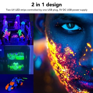 2 в 1 USB-черная световая панель 11,4-дюймовая УФ-светодиодная черная панель постоянного тока