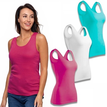 3x DAMSKI Tank TOP Bawełniany Moraj Podkoszulka Zestaw Komplet 3szt r. 3XL