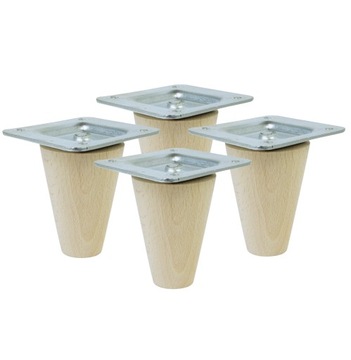 4x noga 6 cm drewniana buk toczona z blachą montaż