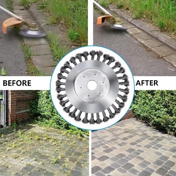 OKRĄGŁA SZCZOTKA DO USUWANIA CHWASTÓW 25CM GŁOWICA PODKASZARKI DO TRAWY