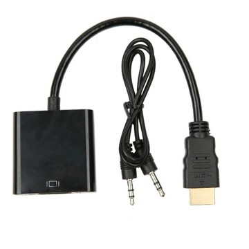 Adapter Konwerter z HDMI do VGA kabel DSUB minijac