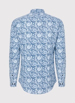 Granatowa casualowa koszula męska wzór kwiatów PAKO LORENTE L