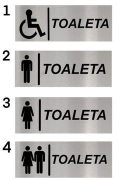Tabliczka informacyjna na drzwi, TOALETA 20x10cm Aluminium