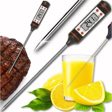 КУХОННЫЙ ТЕРМОМЕТР, ЭЛЕКТРОННЫЙ, ЖК-ЦИФРОВОЙ, ДЛЯ МЯСА, ВИНА, 300°C