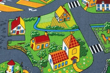 КОВЕР ДЛЯ ДЕТСКОЙ КОМНАТЫ МАЛЬЧИКА ГОРОДСКАЯ ДОРОГА Войлок ДЕРЕВНЯ 150х200 см