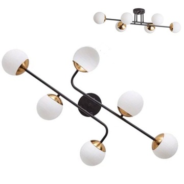 LAMPA WISZĄCA SUFITOWA KULE ŻYRANDOL METAL ZŁOTO SZKŁO