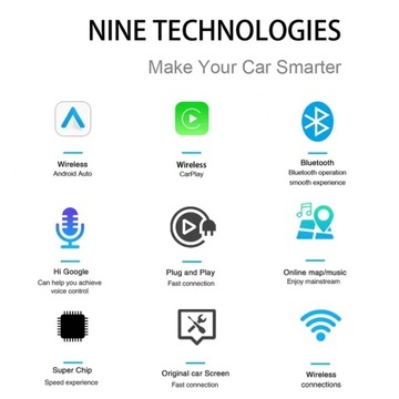 Bezprzewodowy adapter Android Auto CarPlay 2 w 1 Plug and Play Mini Car AI Box