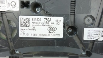 AUDI Q2 81A 2016- PŘÍSTROJOVÁ DESKA BUDÍKY 81A920750J
