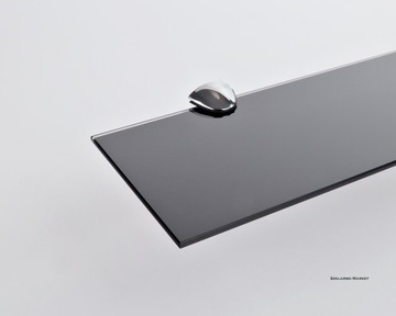 Półka szklana do łazienki czarna z uchwytami szkło 4 mm Lacobel 10x20 cm