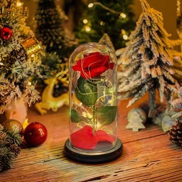 ВЕЧНАЯ РОЗА В СТЕКЛЕ, СВЕТЯЩАЯСЯ СВЕТОДИОДНАЯ ИДЕЯ, КРАСИВЫЙ ПОДАРОК ​​НА ДЕНЬ РОЖДЕНИЯ