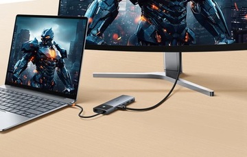 Концентратор-адаптер 10-в-1 Baseus 2x HDMI, USB-C, 3xUSB-A+RJ45+SD/TF, PD (серый)