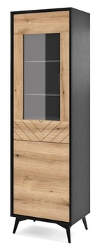 Witryna 54 cm GUSTO czarny/dąb evoke front jodełka