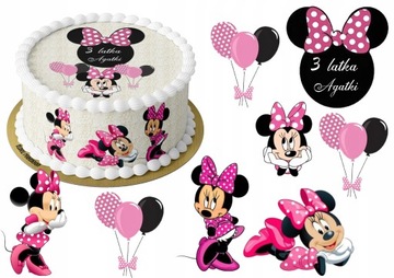 Dekoracje Cukrowe 2d MYSZKA MINNIE + Imię i Wiek