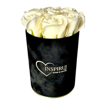 ЦВЕТОЧНАЯ КОРОБКА С МЫЛЬНЫМИ ЦВЕТАМИ ПОДАРОЧНЫЕ ЦВЕТЫ МЫЛЬНЫЕ РОЗЫ ВЕЛЮРОВАЯ КОРОБКА