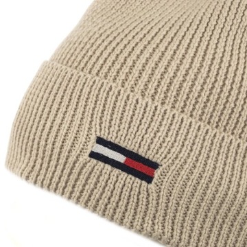 Czapka Tommy Hilfiger Elogated Flag Beanie Beżowa