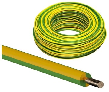 KABEL PRZEWÓD DY 1 H05V-U ŻO INSTALACYJNY MIEDZIANY DRUT ŻÓŁTO-ZIELONY 1M