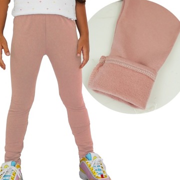 Pudrowy róż LEGGINSY ocieplane GETRY na meszku 140 ROBIK