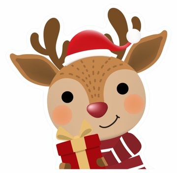 Naklejka ŚWIATECZNA RENIFER RUDOLF A bardzo ładny