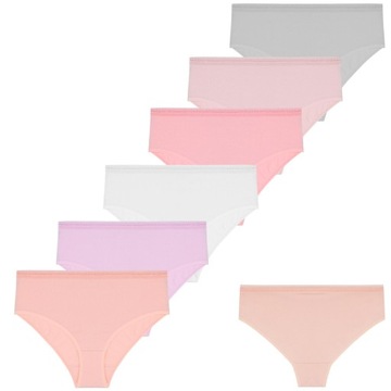 6x Majtki Damskie Figi Bikini Bawełniane z Ozdobną Gumką Zestaw MORAJ S